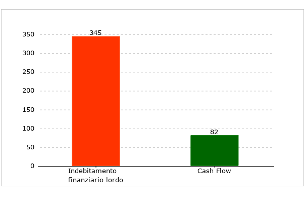 analisi di bilancio - grafico indebitamento finanziario lordo e cash flow