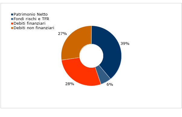analisi di bilancio - grafico composizione del passivo per natura delle fonti