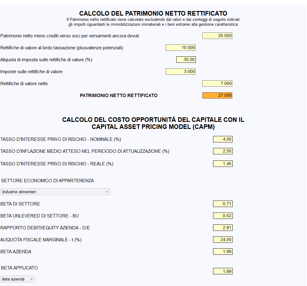 valutazione azienda uec - dati di sviluppo parte prima